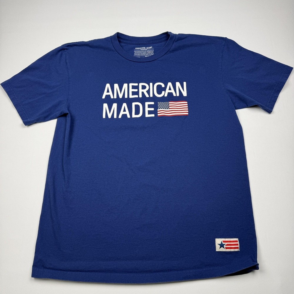 American Giant American Made Shirt Mens XL Blue USA Flag Graphic Tee Patriotic